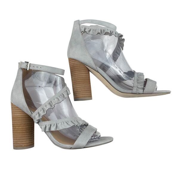 Call It Spring Women's Sandals Size 8 Gray Faux Suede Block Heel Ankle Strap - Picture 6 of 11